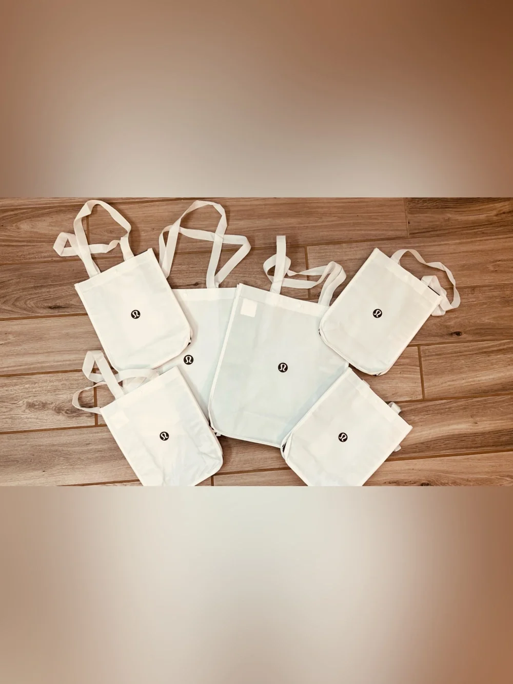 Lululemon Reusable Shopping Bag Bundle | 2 Large + 4 Small | White Logo Totes